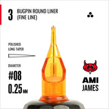CAM x AMI JAMES Cartridges - Super Bugpin Round Liners - #8 (0.25mm) - 20/Box